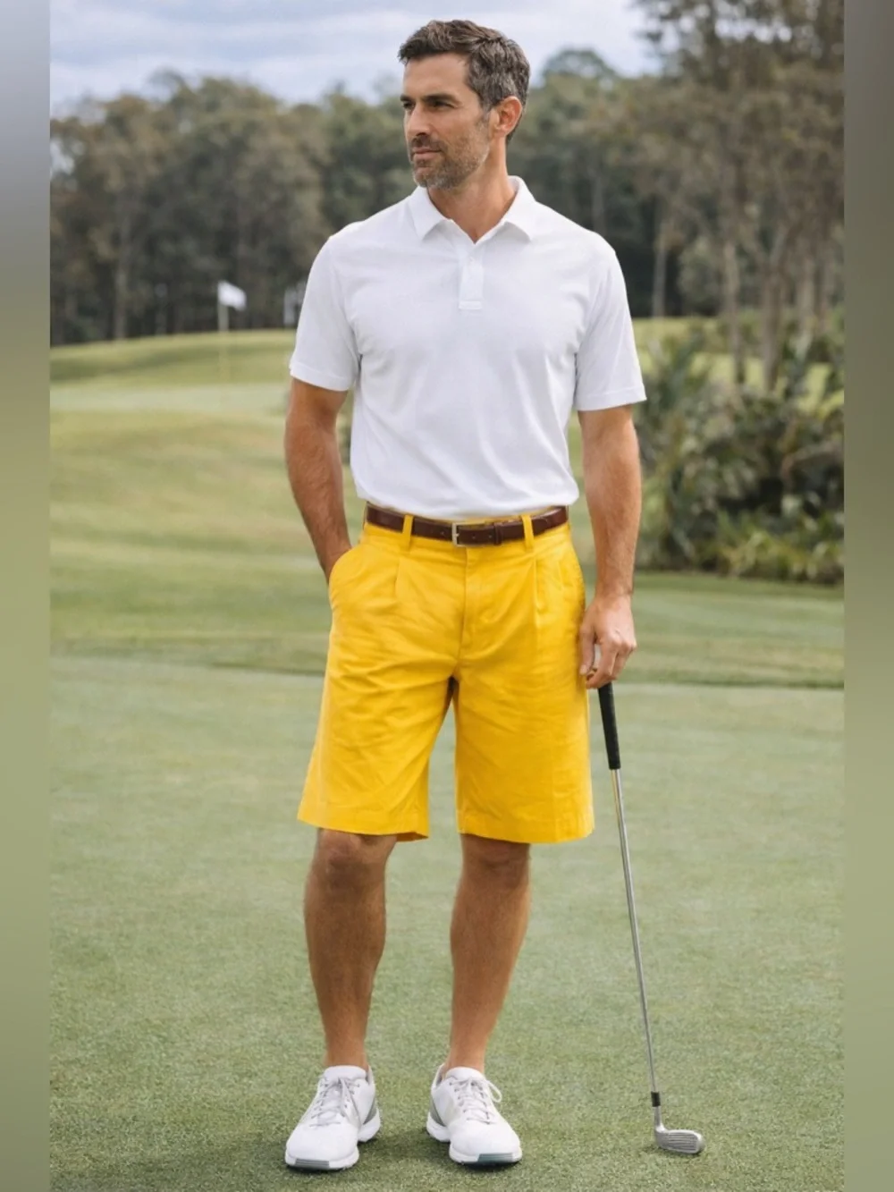 NWT Banana Republic Athletics Marigold Yellow Bermuda Shorts Sz 34 Cotton Summer